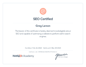 Hubspot Certificate