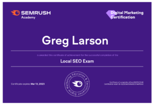 SEMRush Certificate